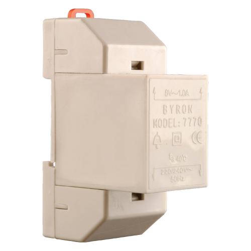 Transformator byron 8v-1amp v. alle byron gongen/bellen WIT product photo