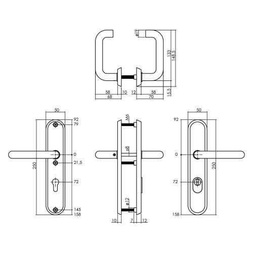 Veiligheidsbeslag ovaal SKG3 Rond KT RVS kruk/kruk 250x50mm profielcilindergat 72mm product photo https://media.isero.nl/Isero-IseroNL-Site/images/L/12960473_3.jpg L