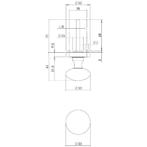 Knop op rozet NM vast gemonteerd met ril oud grijs 0021.212601 product photo https://media.isero.nl/Isero-IseroNL-Site/images/L/12960618_2.jpg L