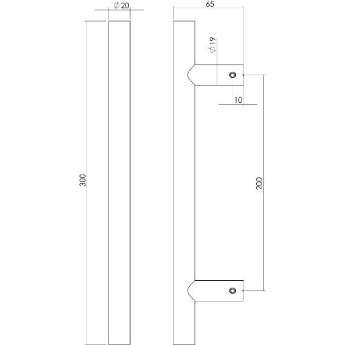 Deurgreep T-vorm 300x65x20 HoH 200mm mat zwart product photo https://media.isero.nl/Isero-IseroNL-Site/images/L/12960692_2.jpg L