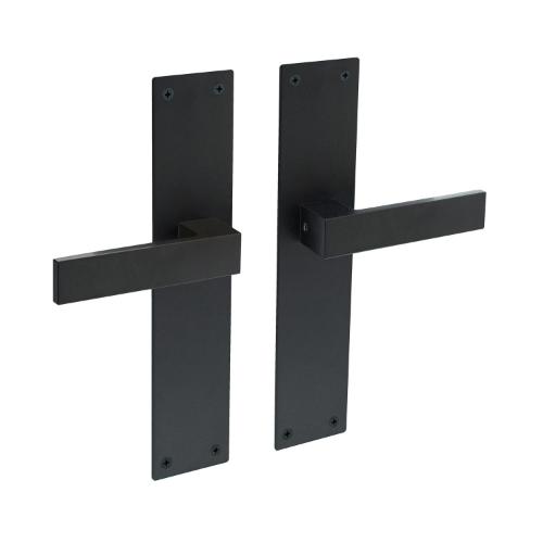 Deurkrukken Amsterdam met schild 250x55x2mm blind zwart product photo