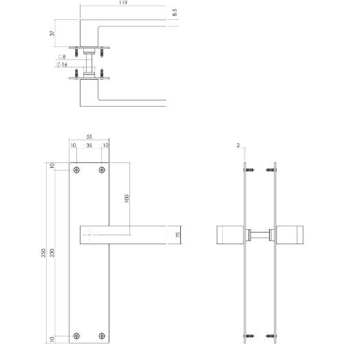 Deurkrukken Amsterdam met schild 250x55x2mm blind zwart product photo https://media.isero.nl/Isero-IseroNL-Site/images/L/12961257_2.jpg L