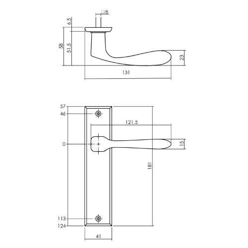 Deurkrukken Banaan schild 181x41x7mm blind mat zwart product photo https://media.isero.nl/Isero-IseroNL-Site/images/L/12961281_2.jpg L