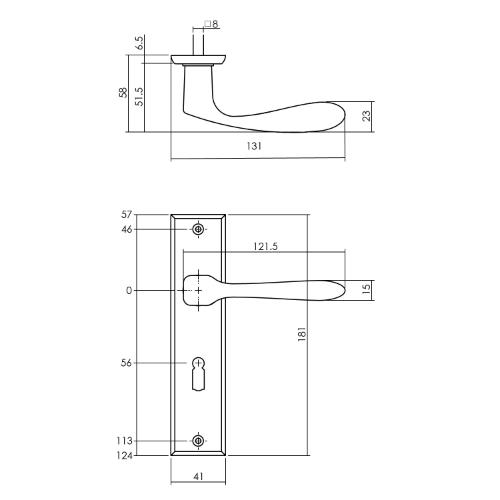 Deurkrukken Banaan schild 181x41x7mm mat zwart product photo https://media.isero.nl/Isero-IseroNL-Site/images/L/12961283_2.jpg L