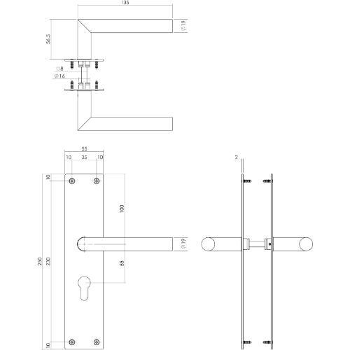 Deurkrukken Jura recht 90gr schild 250x55x2mm PC55 zwart product photo https://media.isero.nl/Isero-IseroNL-Site/images/L/12961395_2.jpg L