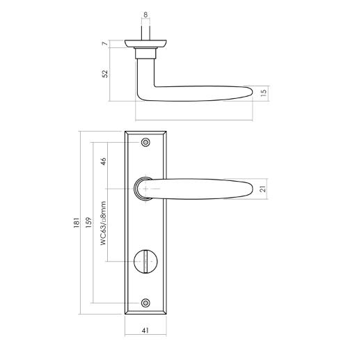 Deurkrukken Sophie schild 181x41x7mm WC63/8mm mat zwart product photo https://media.isero.nl/Isero-IseroNL-Site/images/L/12961477_2.jpg L