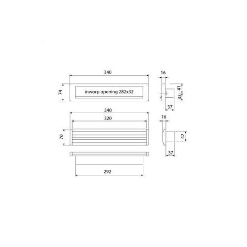 Briefplaat compleet rechthoek aluminium F1 340x74mm EP 965 Climate Comfort product photo https://media.isero.nl/Isero-IseroNL-Site/images/L/13078213_1.jpg L