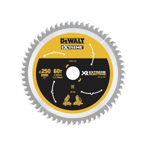 DeWALT cirkelzaagblad 250x30mm FZ 60 tanden hout product photo