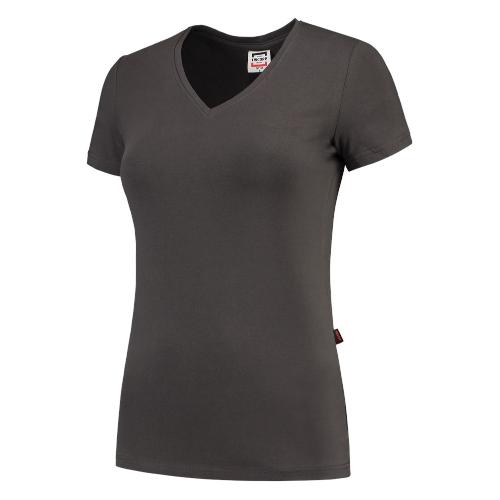 T-Shirt V-hals slim fit dames donkergrijs 3XL product photo