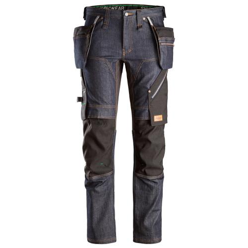 Werkbroek+ FlexiWork 6956 denim/zwart maat 150 product photo