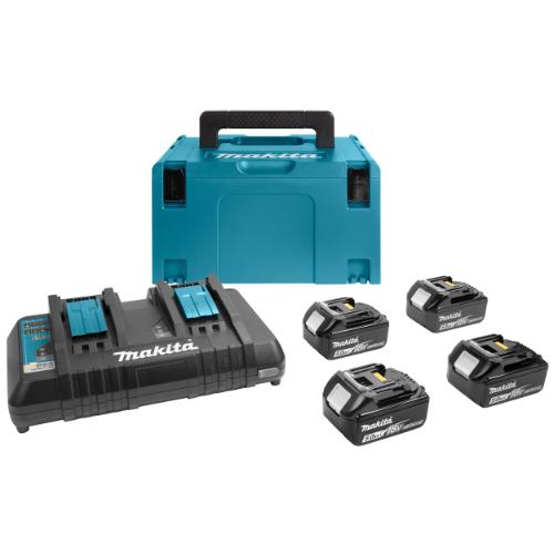 Makita starterset 18.0V 4x accu 5.0Ah + lader + Mbox3 197626-8 product photo