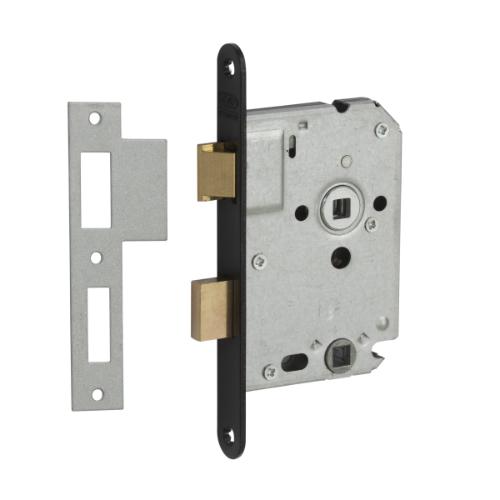 Vrij- en bezetslot 50mm 8/63 zwart gelakt afgerond Ls/Rs 1264/3-50mm m/sluitplaat product photo