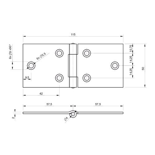 Noxxa backflapscharnier ongelagerd - staal gegalvaniseerd - 50x115x2mm - rechte hoek product photo https://media.isero.nl/Isero-IseroNL-Site/images/L/205695_5.jpg L