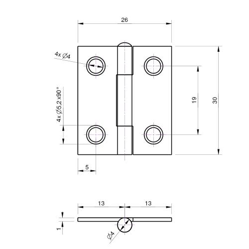 Noxxa smalscharnier ongelagerd - staal gegalvaniseerd - 30x26x1mm - rechte hoek - bolkop product photo https://media.isero.nl/Isero-IseroNL-Site/images/L/205702_5.jpg L