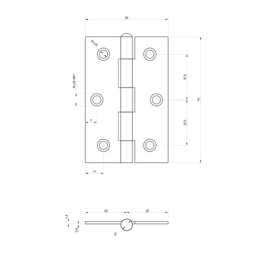 Noxxa smalscharnier ongelagerd - staal gegalvaniseerd - 76x50x1,8mm - rechte hoek - bolkop product photo https://media.isero.nl/Isero-IseroNL-Site/images/L/205706_5.jpg L