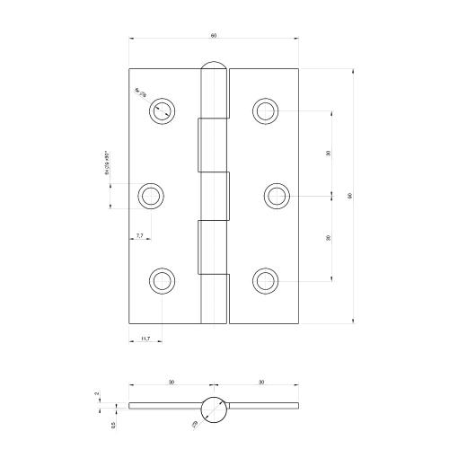 Noxxa smalscharnier ongelagerd - staal gegalvaniseerd - 90x60x2mm - rechte hoek - bolkop product photo https://media.isero.nl/Isero-IseroNL-Site/images/L/205707_5.jpg L