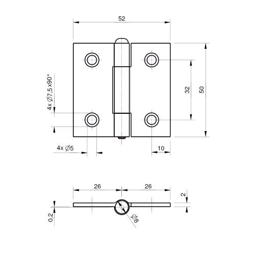 Noxxa scharnier ongelagerd - staal gegalvaniseerd - 50x52x2mm - rechte hoek product photo https://media.isero.nl/Isero-IseroNL-Site/images/L/205720_5.jpg L