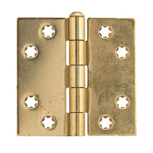 Noxxa scharnier ongelagerd - messing gepolijst - 76x76x2mm - rechte hoek - bolkop product photo