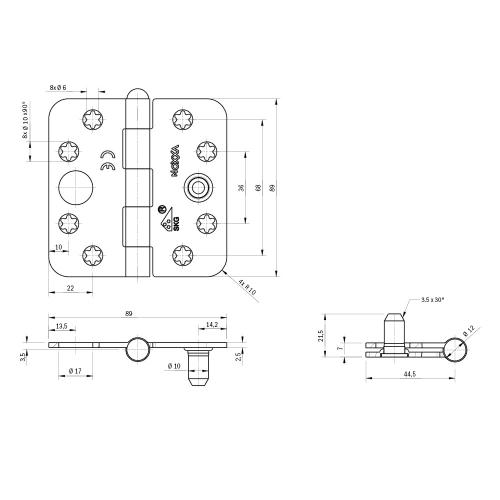 Noxxa scharnier ongelagerd SKG3 - staal gegalvaniseerd - 89x89x2,5mm - ronde hoek - bolkop product photo https://media.isero.nl/Isero-IseroNL-Site/images/L/205734_5.jpg L