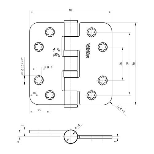 Noxxa kogellagerscharnier - staal gegalvaniseerd - 89x89x3mm - ronde hoek - platkop - gezet product photo https://media.isero.nl/Isero-IseroNL-Site/images/L/205774_5.jpg L