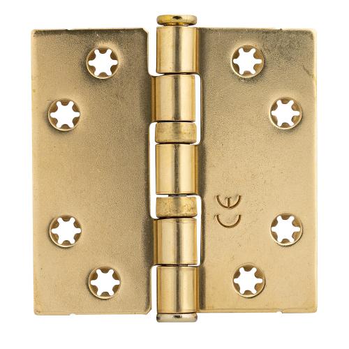 Noxxa kogellagerscharnier - messing gepolijst - 89x89x2,5mm - rechte hoek - platkop product photo