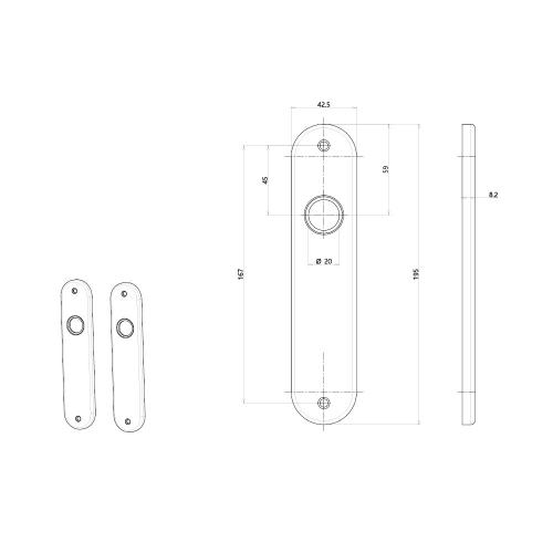 Noxxa schilden geperst F1 rond - 195x43mm blind - exclusief deurkrukken product photo https://media.isero.nl/Isero-IseroNL-Site/images/L/208963_5.jpg L