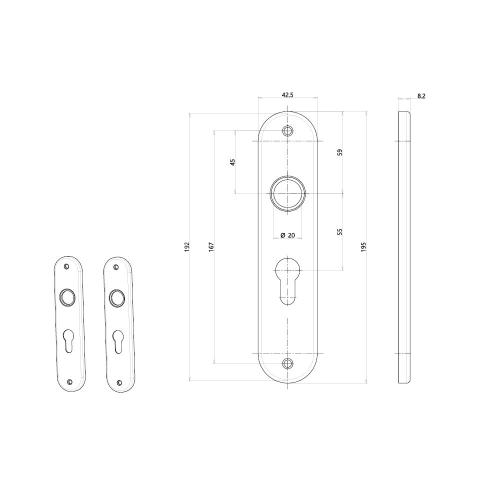 Noxxa schilden geperst F1 rond - 195x43mm PC55 - exclusief deurkrukken product photo https://media.isero.nl/Isero-IseroNL-Site/images/L/208965_5.jpg L