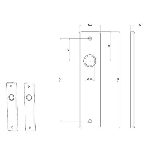 Noxxa schilden geperst F1 rechthoekig - 195x43mm blind - exclusief deurkrukken product photo https://media.isero.nl/Isero-IseroNL-Site/images/L/208972_5.jpg L