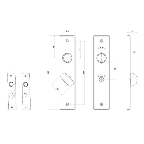 Noxxa schilden geperst F1 rechthoekig - 195x43mm WC57/5 - exclusief deurkrukken product photo https://media.isero.nl/Isero-IseroNL-Site/images/L/208976_5.jpg L