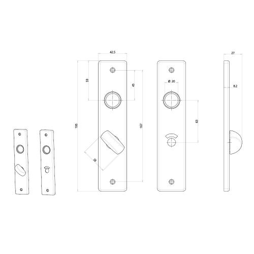Noxxa schilden geperst F1 rechthoekig - 195x43mm WC63/8 - exclusief deurkrukken product photo https://media.isero.nl/Isero-IseroNL-Site/images/L/208977_5.jpg L