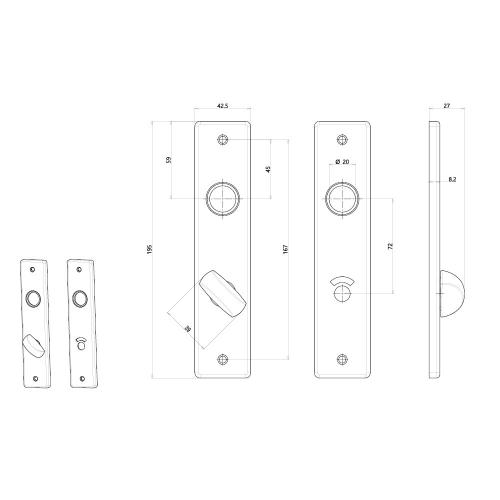 Noxxa schilden geperst F1 rechthoekig - 195x43mm WC72/8 - exclusief deurkrukken product photo https://media.isero.nl/Isero-IseroNL-Site/images/L/208978_5.jpg L