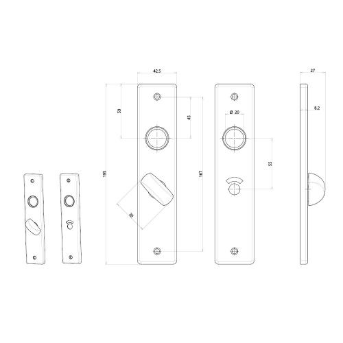 Noxxa schilden geperst F1 rechthoekig - 195x43mm WC55/8 - exclusief deurkrukken product photo https://media.isero.nl/Isero-IseroNL-Site/images/L/208979_5.jpg L