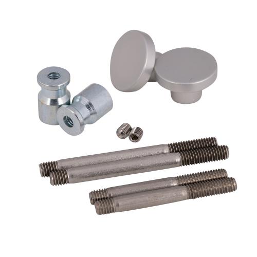 Noxxa montageset voor aluminium deurgreep - doorgaande enkele bevestiging met afdekdop F1 mat - deurdikte 40-55mm product photo