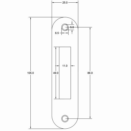 Noxxa afgeronde rvs sluitplaat 105x25mm voor projectslot - kastslot - DIN links/rechts product photo https://media.isero.nl/Isero-IseroNL-Site/images/L/2150554_5.jpg L