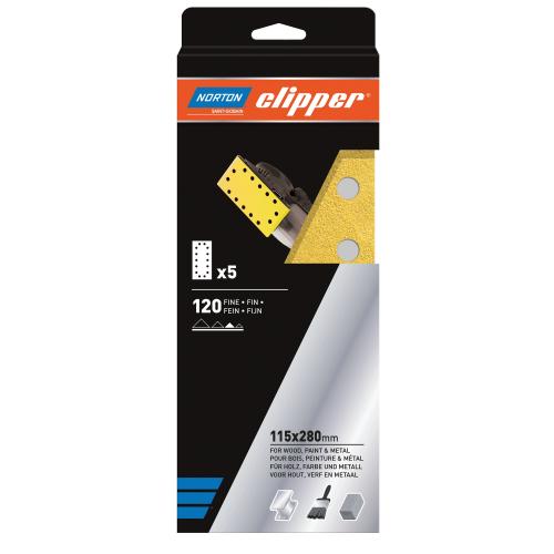 Norton Clipper schuurstrook rechthoek 115x280mm korrel 120 5 stuks G131F product photo