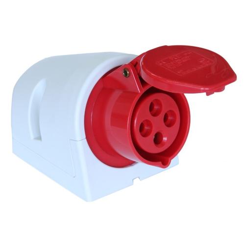 PCE wandcontactdoos opbouw Cee 16A-6 uur stand 4 polig 400V Rood/Grijs IP44 product photo