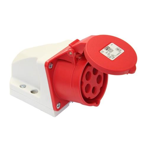 PCE wandcontactdoos opbouw Cee 32A-6 uur stand 5 polig 400V Rood/Grijs IP44 voor stekker product photo