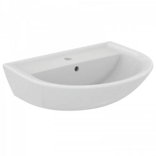 Ideal Standard wastafel wit 60x47cm rond met overloop en kraangat midden w3 product photo