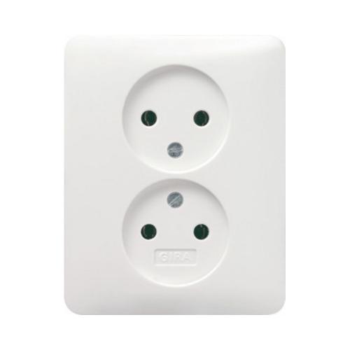 Gira wandcontactdoos inbouw 2 voudig met randaarde creme wit serie Standaard 55 Ral 1013 Los 078801 product photo