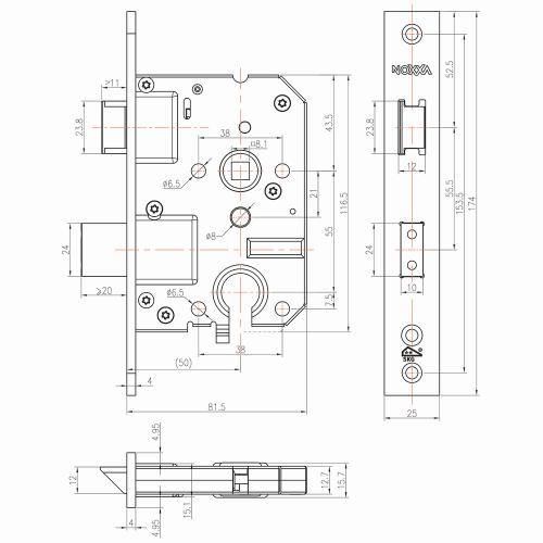 Noxxa veiligheidsdag- en nachtslot - SKG2 - rechthoekige rvs voorplaat 174x25mm - PC55 - doornmaat 50mm - DIN rechts product photo https://media.isero.nl/Isero-IseroNL-Site/images/L/2218365_5.jpg L