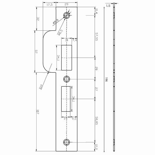 Noxxa rechthoekige rvs sluitplaat 196x29mm voor veiligheidsslot - dag en nacht - PC55 - korte lip 17,5mm - DIN rechts product photo https://media.isero.nl/Isero-IseroNL-Site/images/L/2218417_5.jpg L