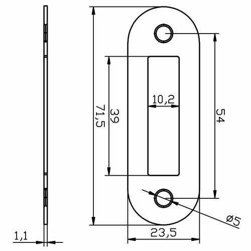 Noxxa afgeronde rvs sluitplaat 71,5x23,5mm voor binnendeurslot - kastslot - DIN Iinks/rechts product photo https://media.isero.nl/Isero-IseroNL-Site/images/L/2218474_5.jpg L