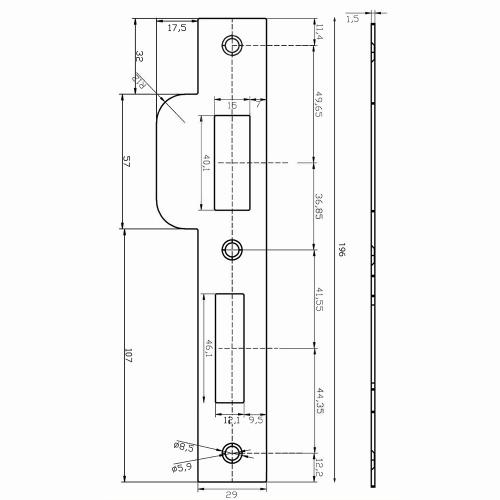 Noxxa rechthoekige rvs sluitplaat 196x29mm voor veiligheidsslot - dag en nacht - PC72 - korte lip 17,5mm - DIN rechts product photo https://media.isero.nl/Isero-IseroNL-Site/images/L/2218478_5.jpg L
