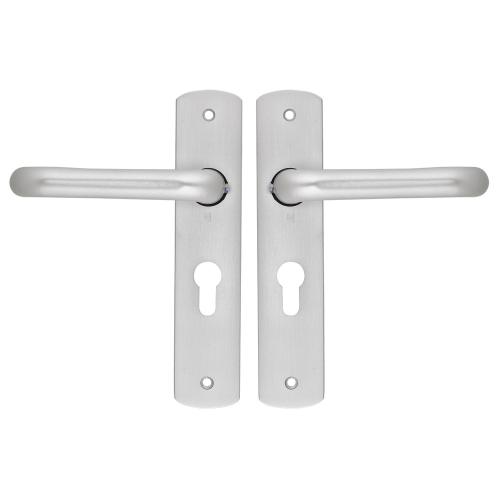 Noxxa vastdraaibare deurkruk 1404 op gegoten aluminium kortschild 200x42mm - curve - kleur F1 mat - uitvoering PC55 product photo