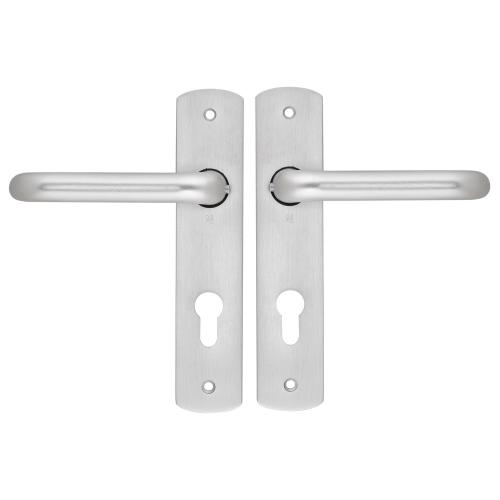 Noxxa vastdraaibare deurkruk 1404 op gegoten aluminium kortschild 200x42mm - curve - kleur F1 mat - uitvoering PC72 product photo