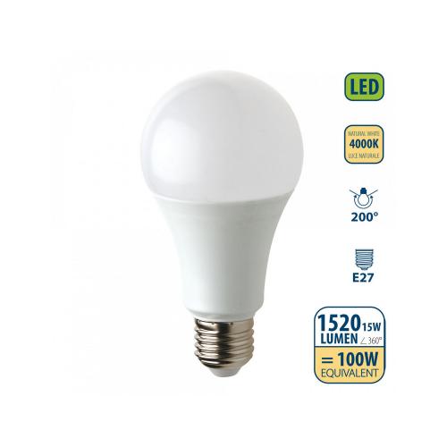 LED lamp peer E27 A60 Drop mat glas/wit (SMD LED Bulb)15w 1520 Lumen 4000K product photo