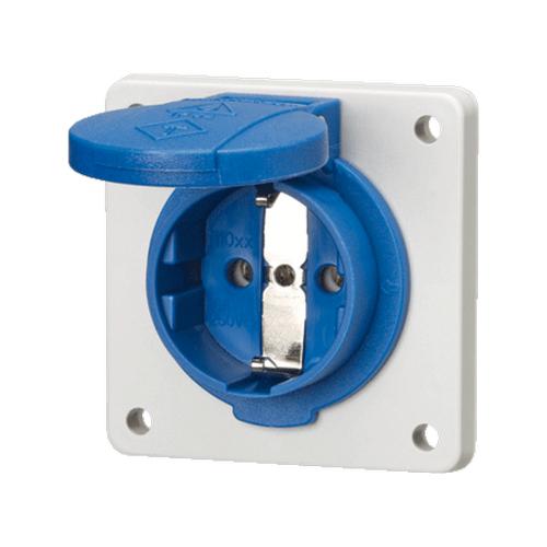 PCE wandcontactdoos inbouw Schuko blauw 230v Buiten 50x50mm IP54 product photo