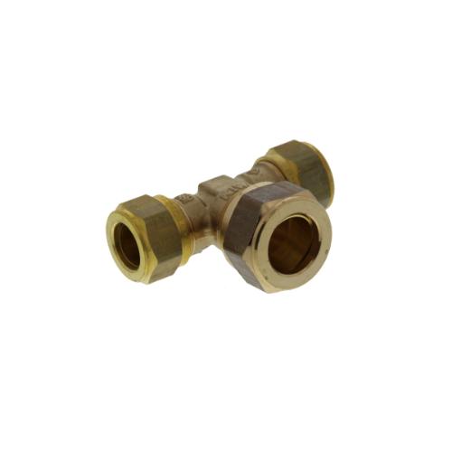 Knelkoppeling messing T-stuk verloop 3x knel 12x15x12mm product photo