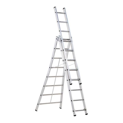 Reformladder 3 delig uitgebogen vierkante sport 2.35-5.70 Kibo 3x8 treden (14.60kg) product photo