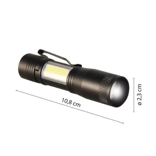Zaklamp LED aluminium zwart 1xAA excl. 1w 80 Lumen Thor 2in1 product photo